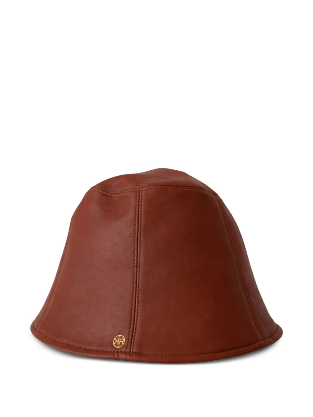 MAISON KRASNOVA logo-plaque leather bucket hat - Marrone