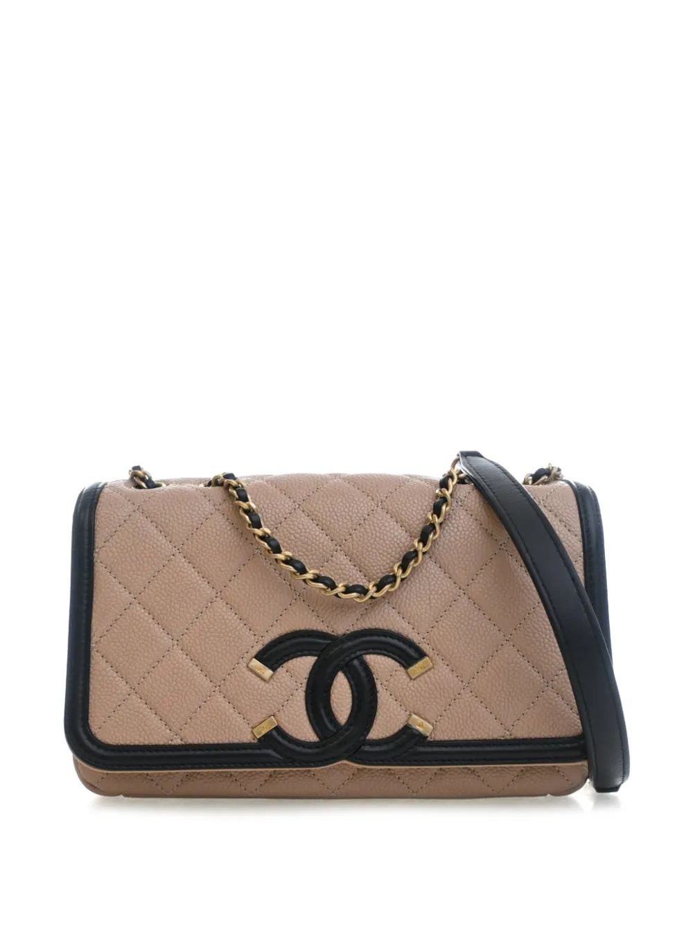 CHANEL Pre-Owned 2017-2018 Small Bicolor Caviar CC Filigree Flap crossbody bag - Schwarz