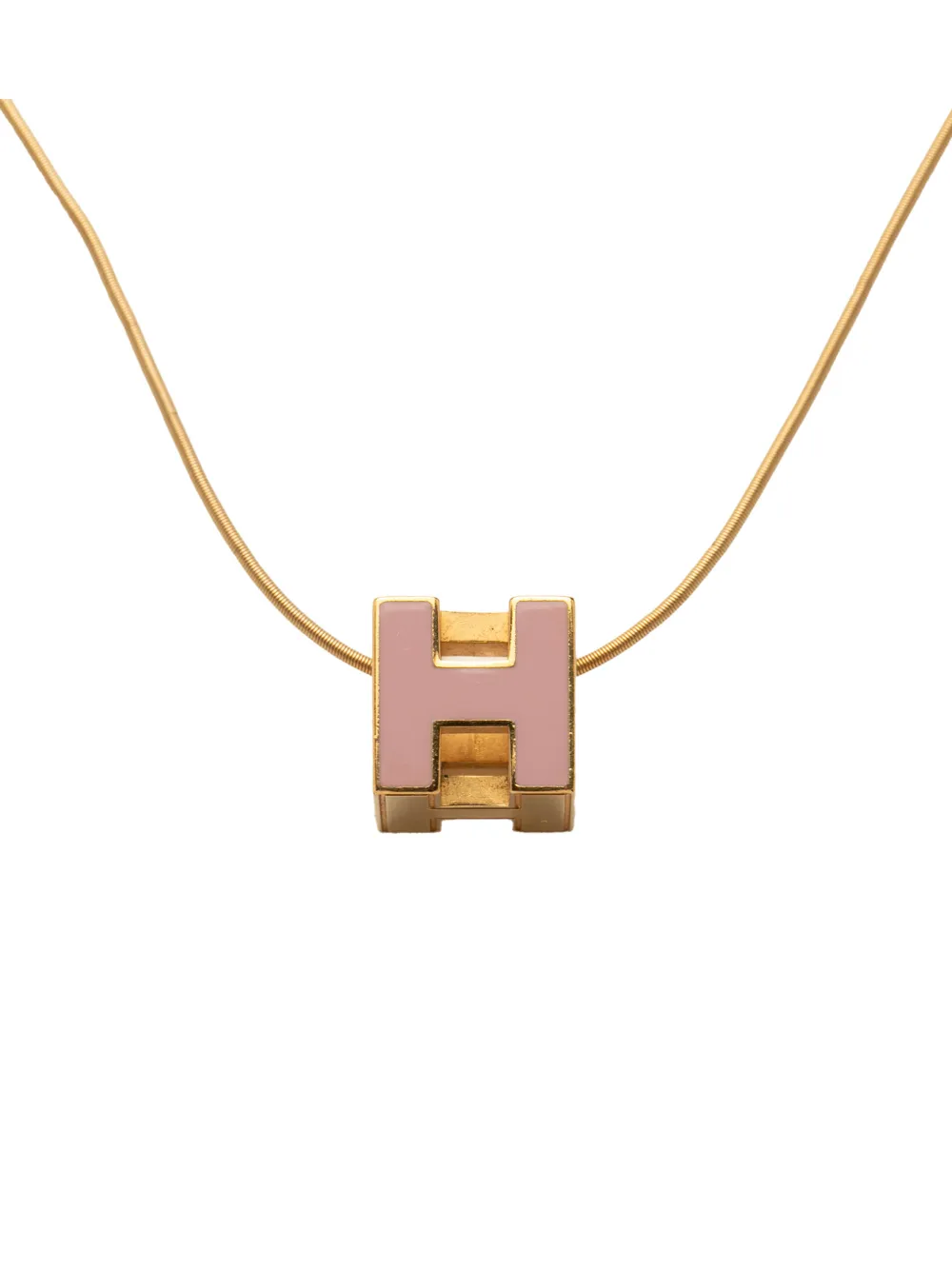 Hermès Pre-Owned 2000-2015 Gold Plated and Enamel Cage d H Pendant Necklace costume necklace