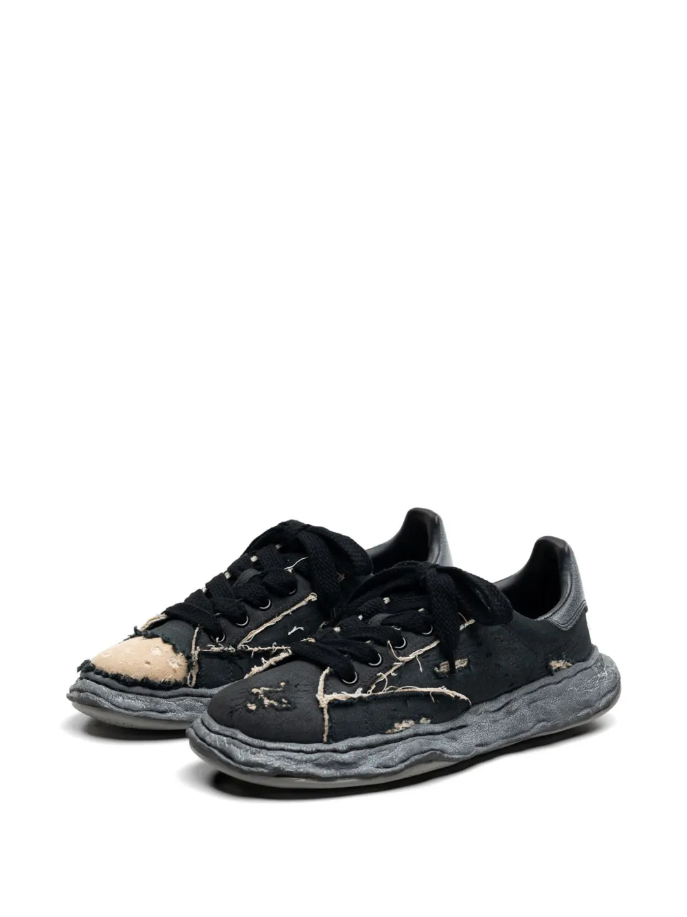Maison MIHARA YASUHIRO Sneakers met gerafeld effect en chunky zool Zwart