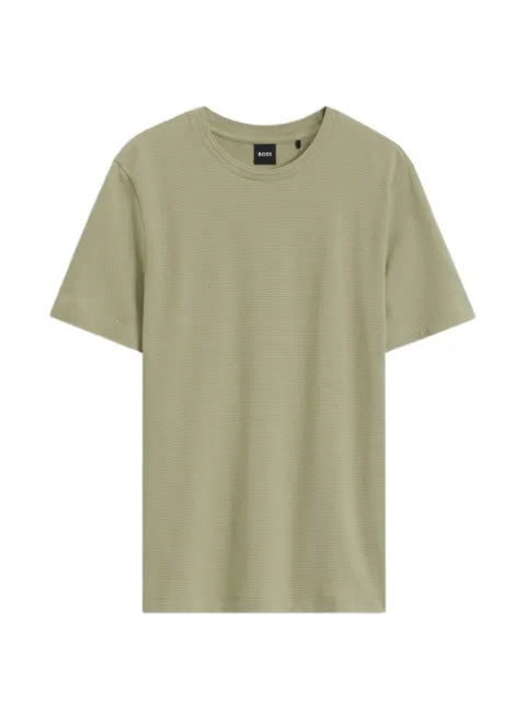 BOSS bubble-jacquard structure T-shirt in a cotton blend