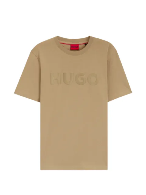 HUGO Camiseta de jersey e algodão com logo xadrez