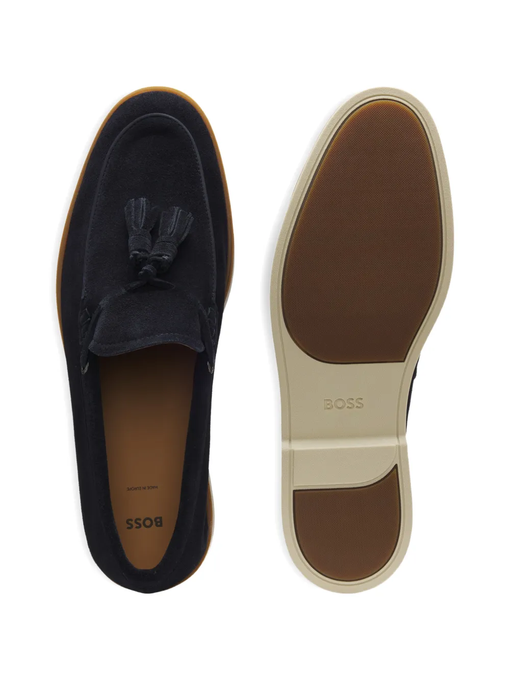 BOSS Suède loafers Blauw