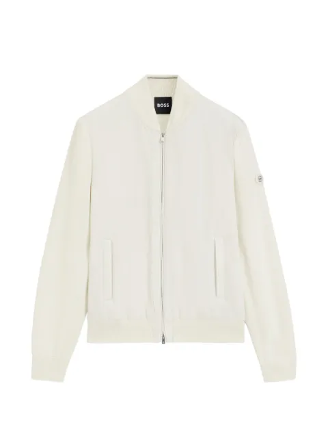 BOSS cotton-knit hybrid jacket with bomber collar