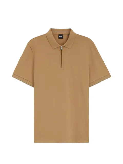 BOSS regular-fit polo with zipper closure
