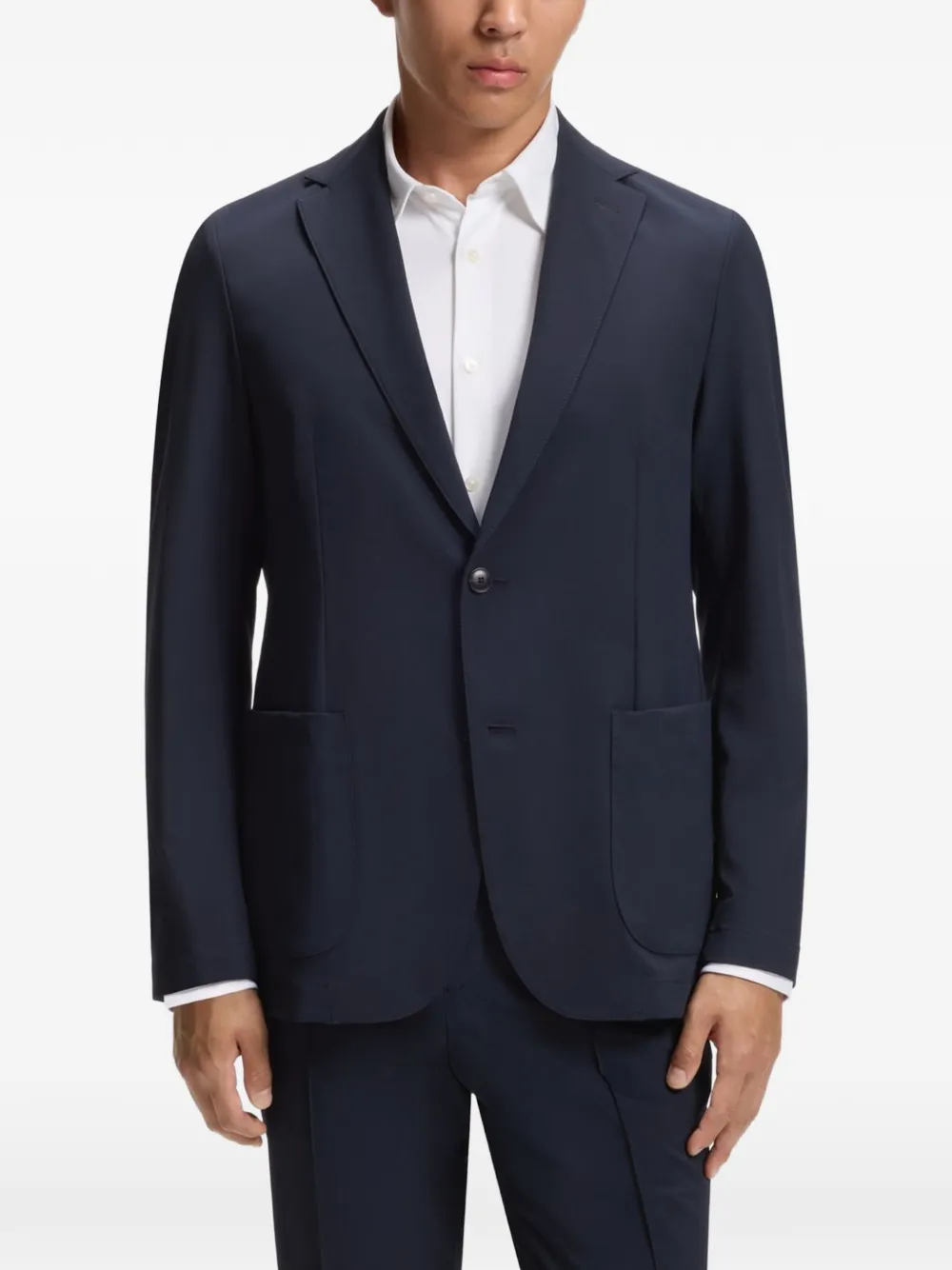 BOSS Slim-fit stretch blazer Blauw