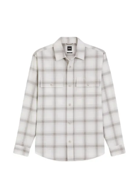 BOSS relaxed-fit check shirt in virgin wool blend