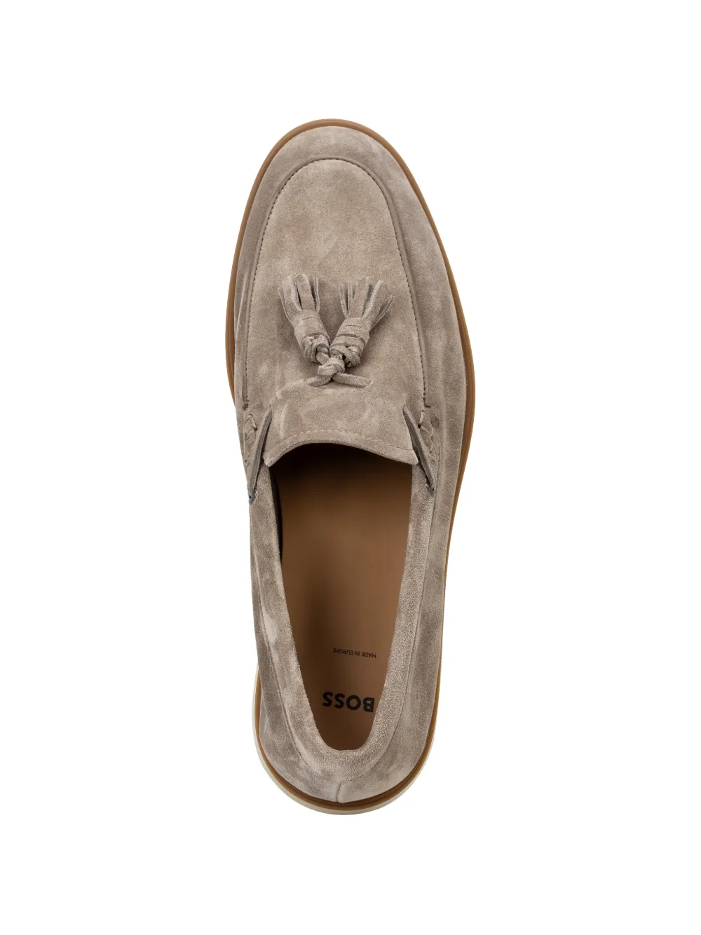 BOSS Leren loafers Beige