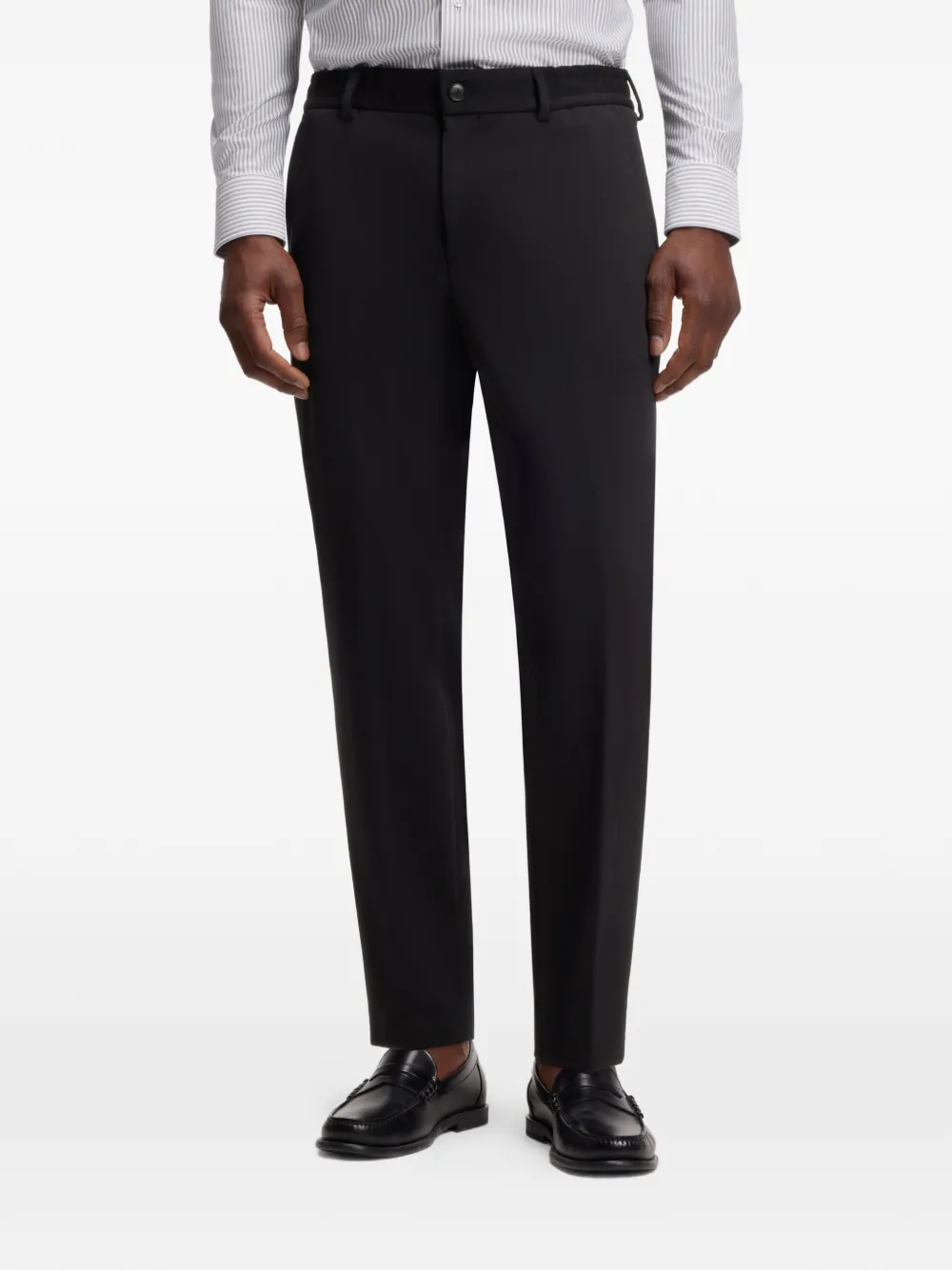 BOSS Broek met riemlussen Zwart