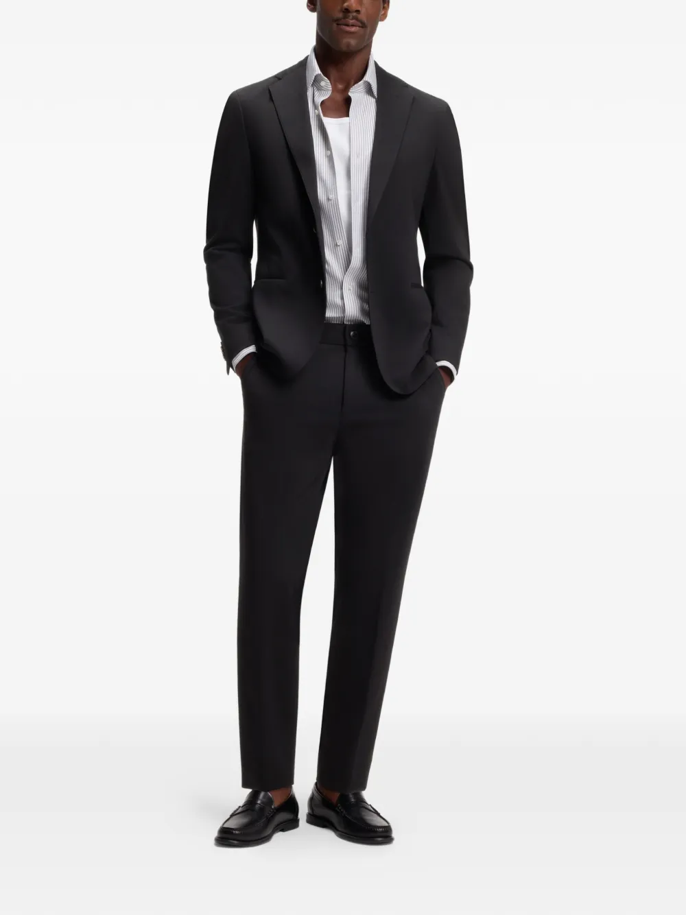 BOSS Broek met riemlussen Zwart