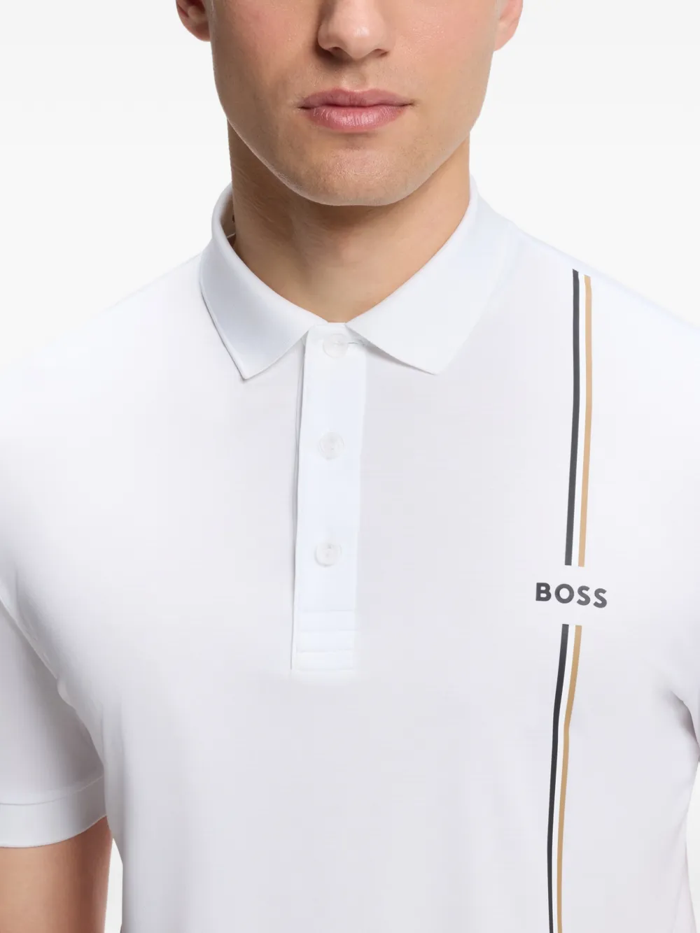 BOSS Poloshirt met logoprint Wit