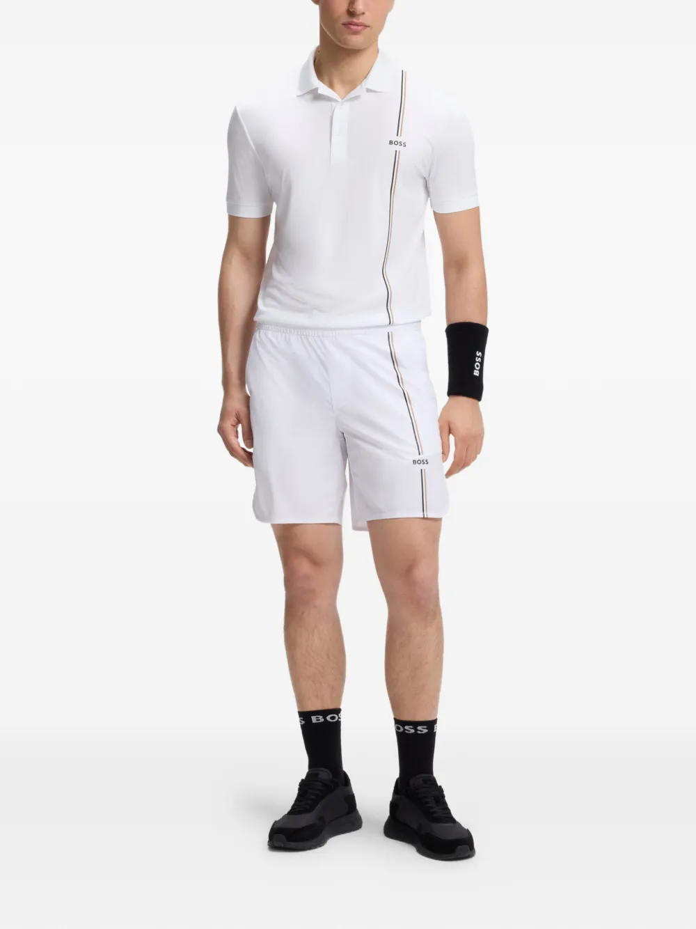 BOSS Poloshirt met logoprint Wit