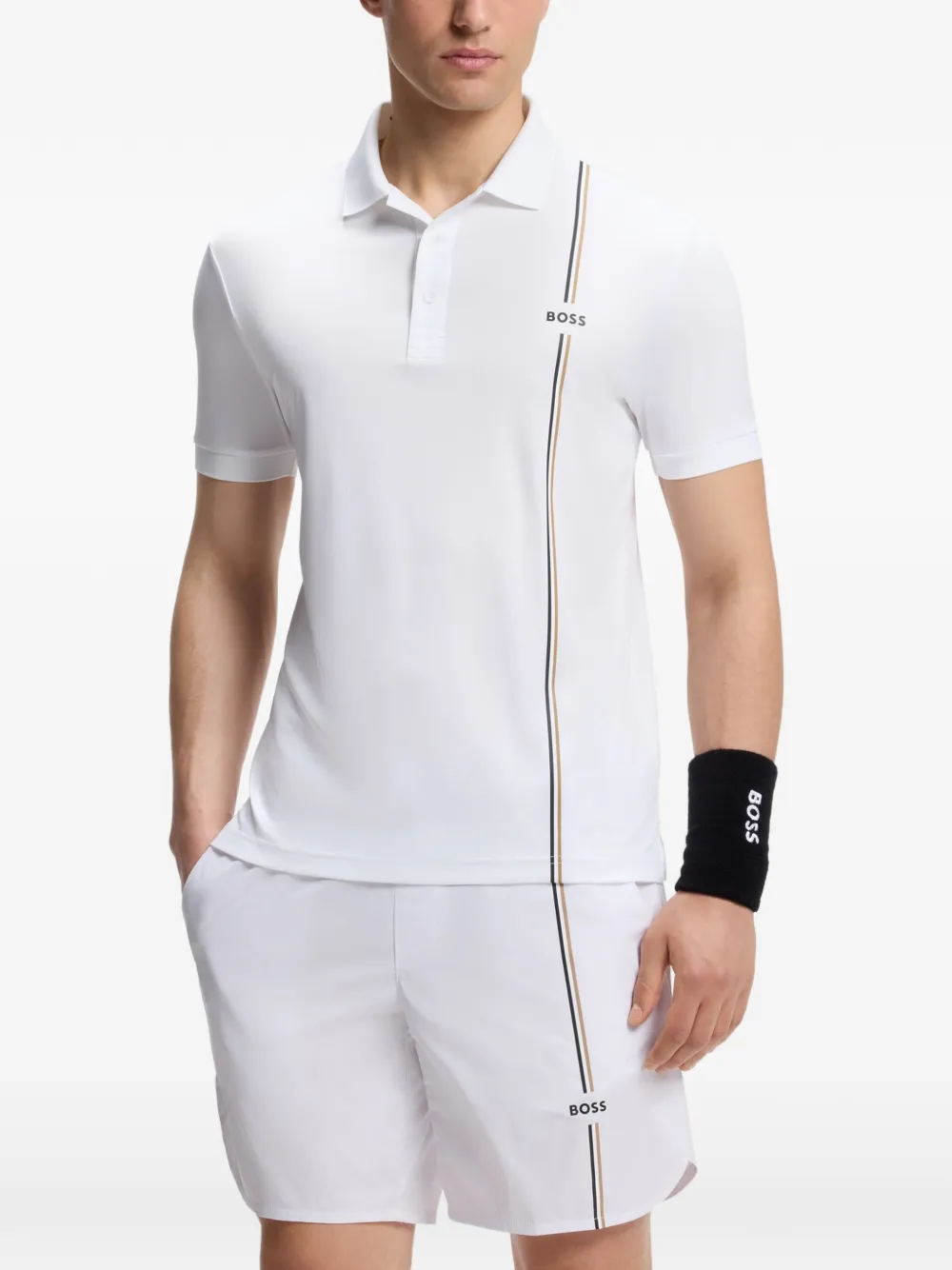 BOSS Poloshirt met logoprint Wit