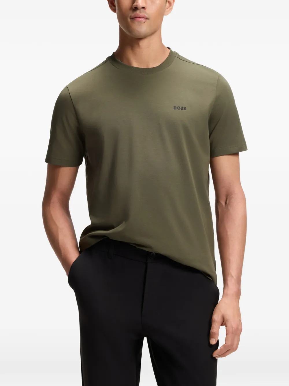 BOSS T-shirt met logoprint Groen