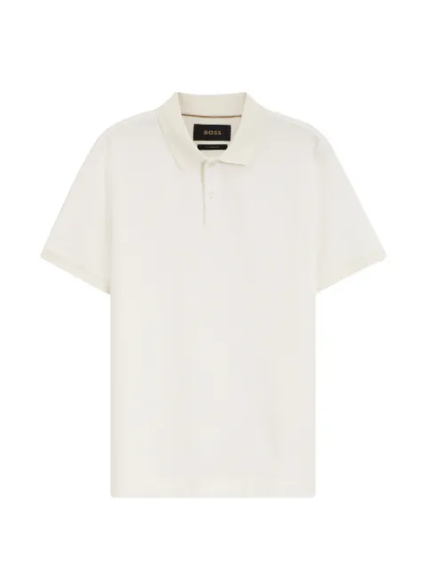 BOSS Camisa polo em jacquard de algodão e seda