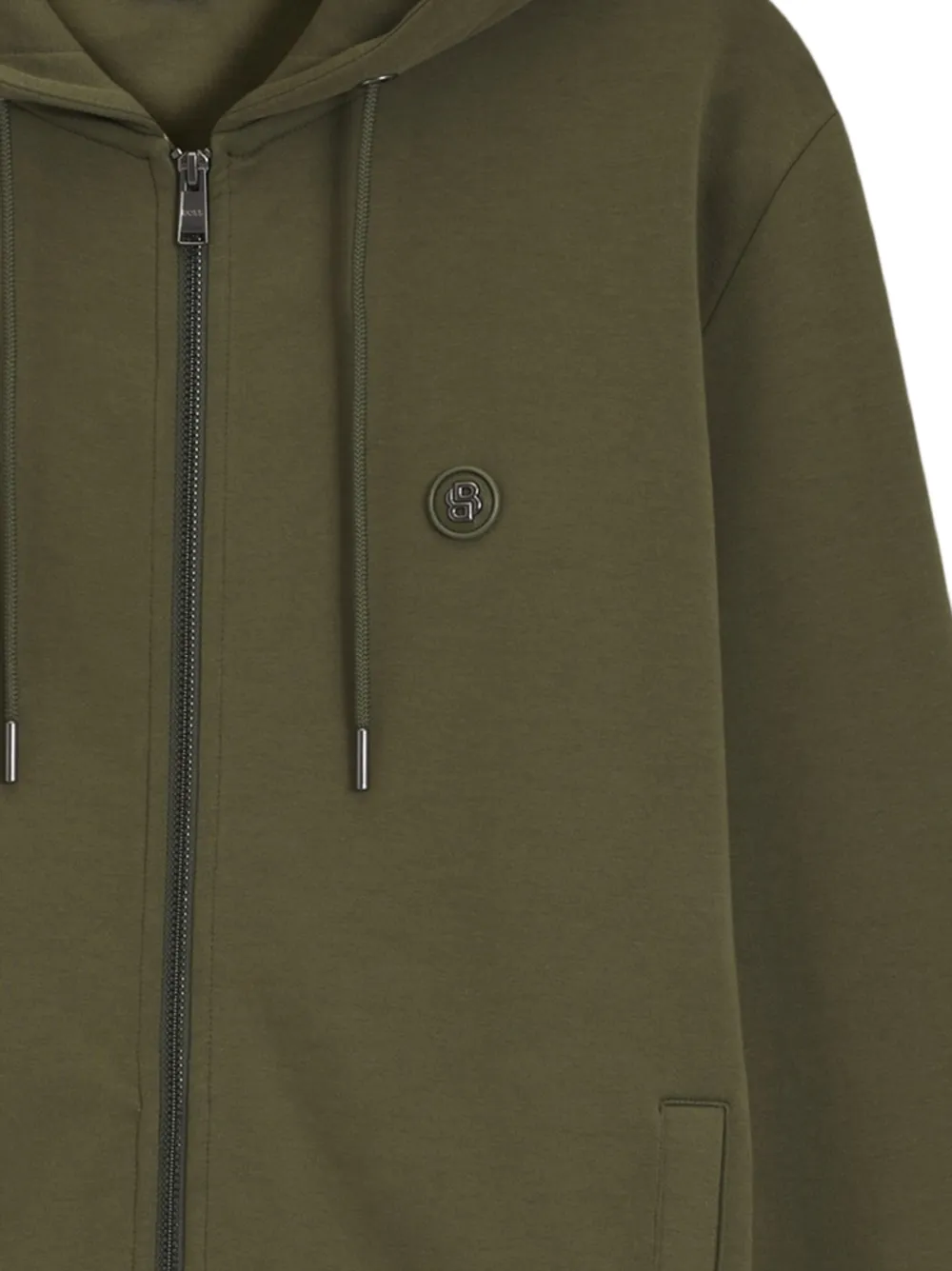BOSS Hoodie van katoenblend met rits en Double B-monogram Groen