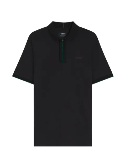 BOSS logo-patch tipped polo shirt