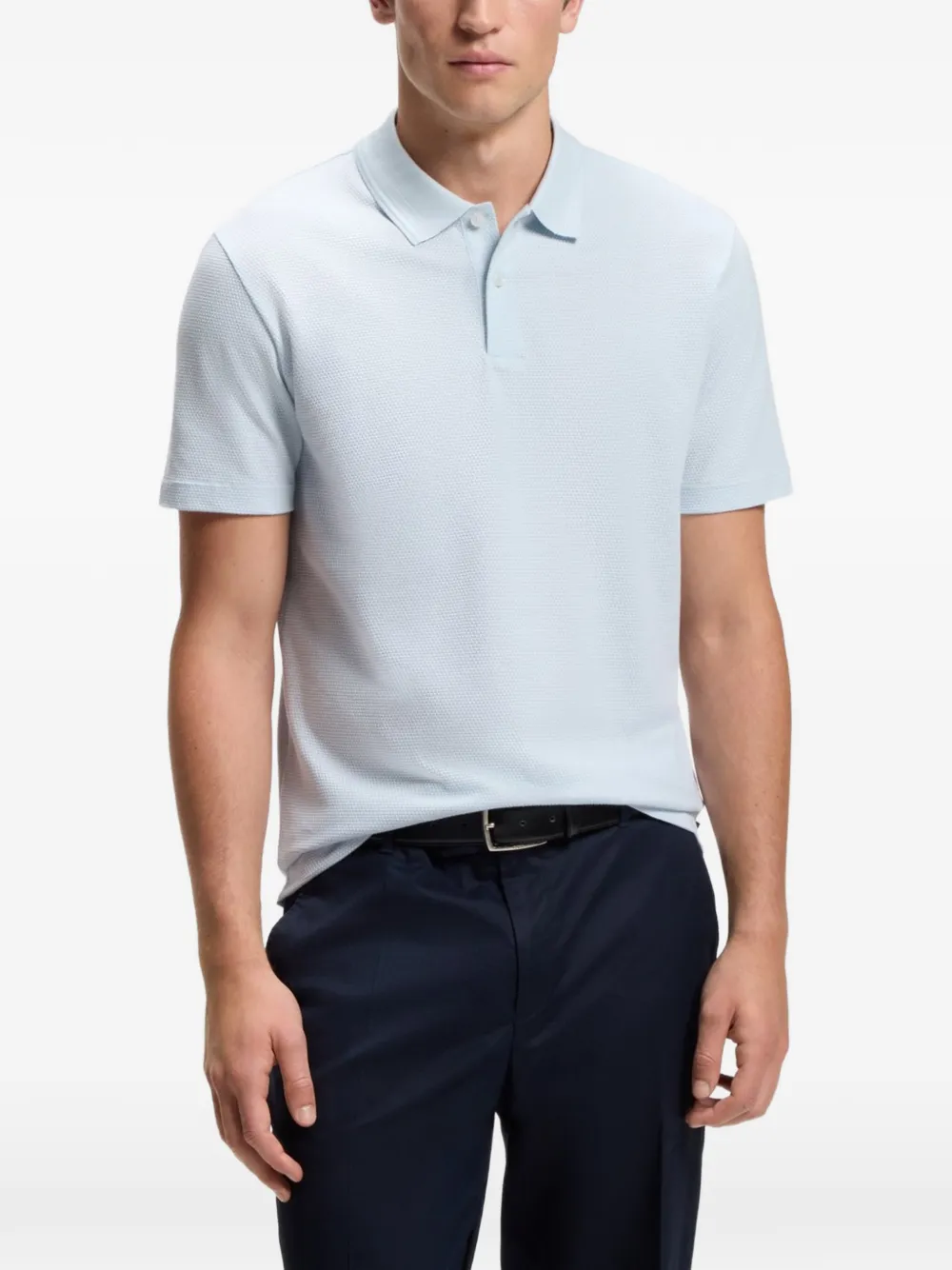 BOSS Poloshirt met jacquard Blauw