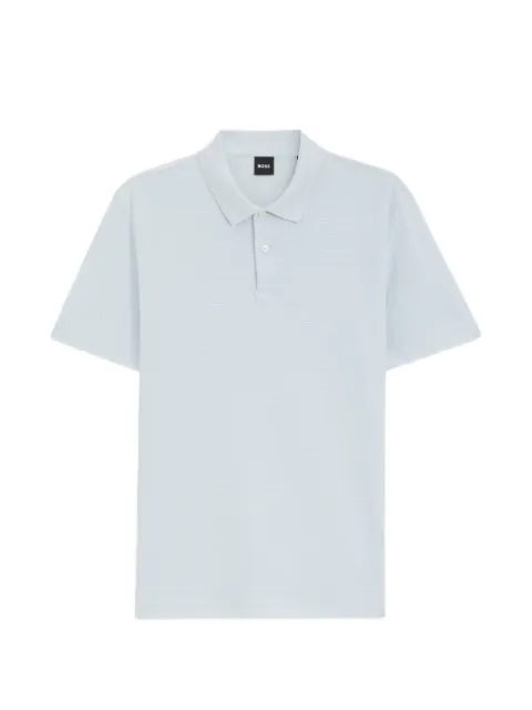 BOSS cotton-blend polo shirt with bubble-structured jacquard