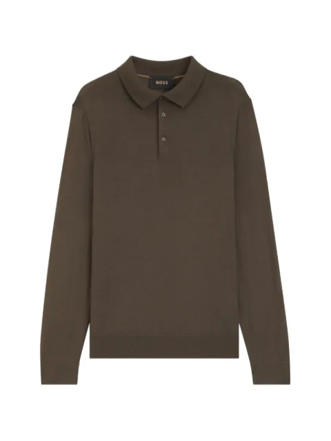 BOSS polo sweater in wool, silk and cashmere