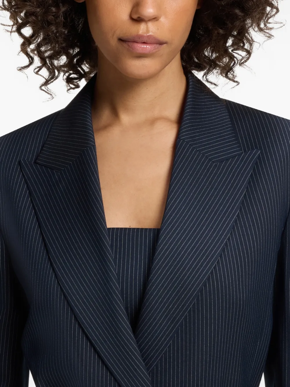 HUGO Blazer met krijtstreep en ceintuur Blauw