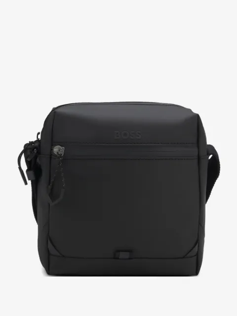 BOSS Stenson faux-leather reporter bag with reflective details