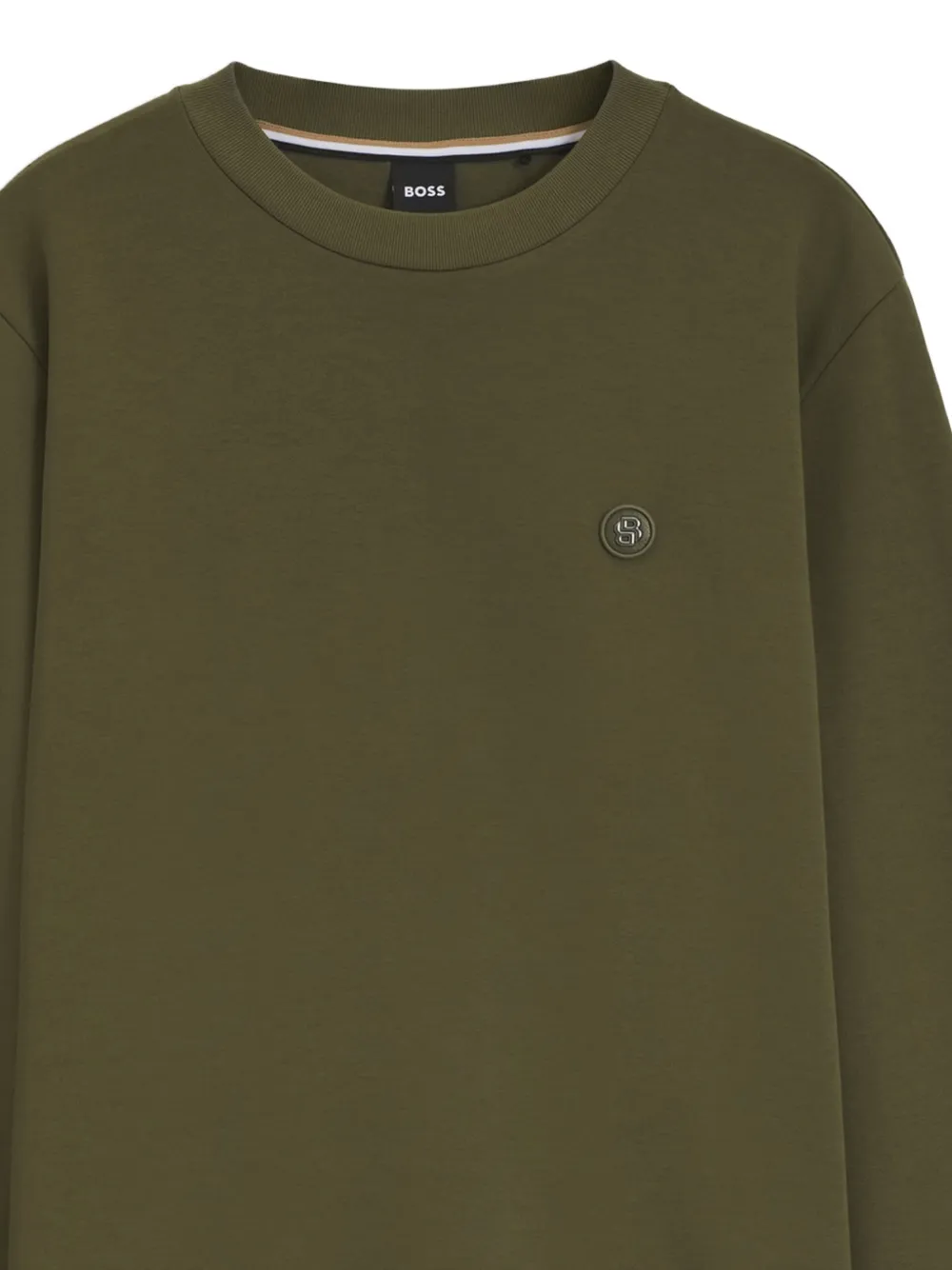 BOSS Sweater van katoenblend met Double B-monogram Groen