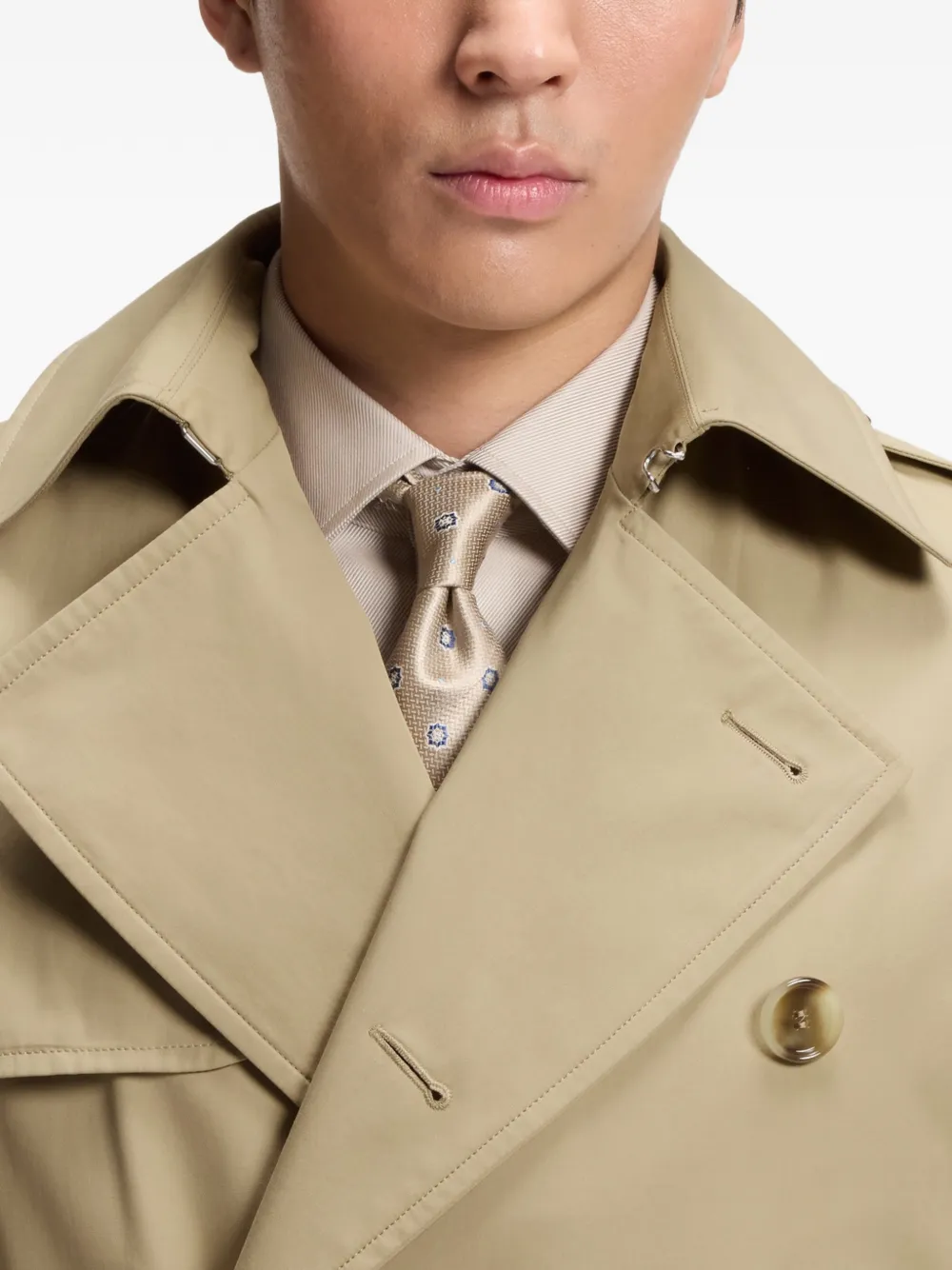 BOSS Trenchcoat met dubbele rij knopen Beige