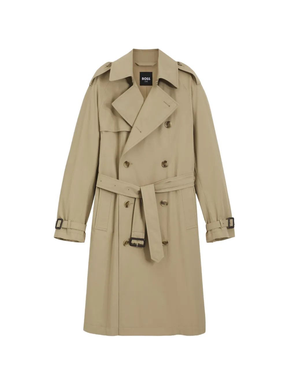 BOSS Zweireihiger Trenchcoat - Nude
