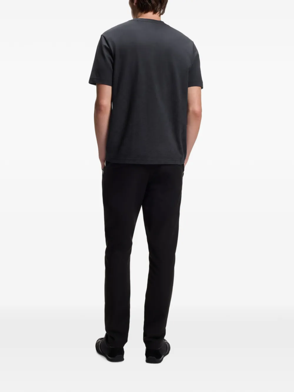 BOSS Katoenen piqué T-shirt met print Blauw