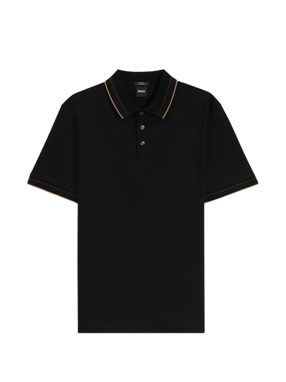 BOSS Polo in cotone con ricamo logo - Nero