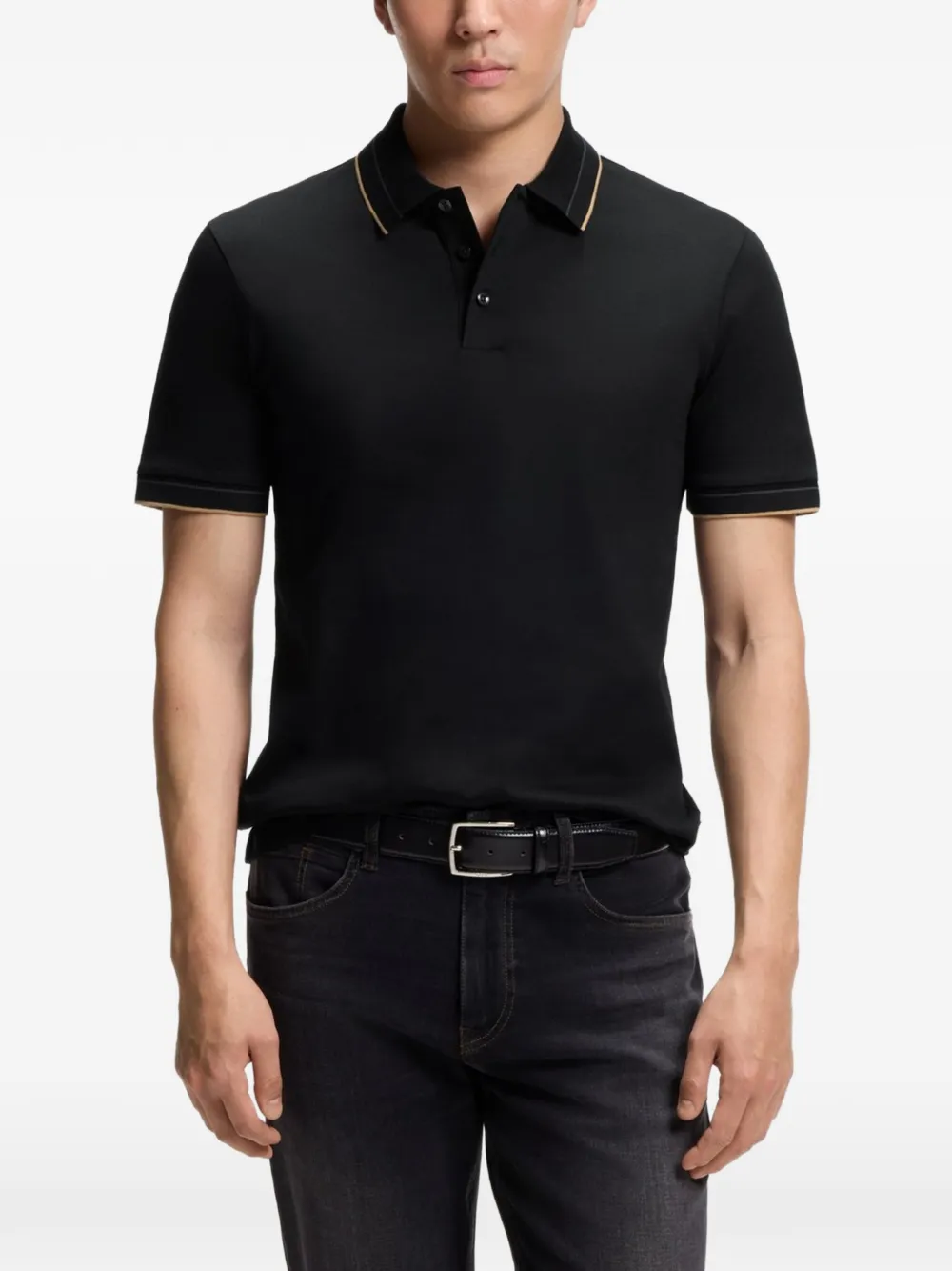 BOSS Katoenen poloshirt Zwart