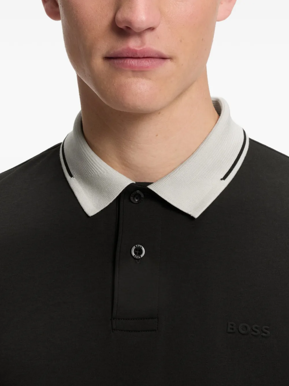 BOSS Poloshirt met afwerking Zwart