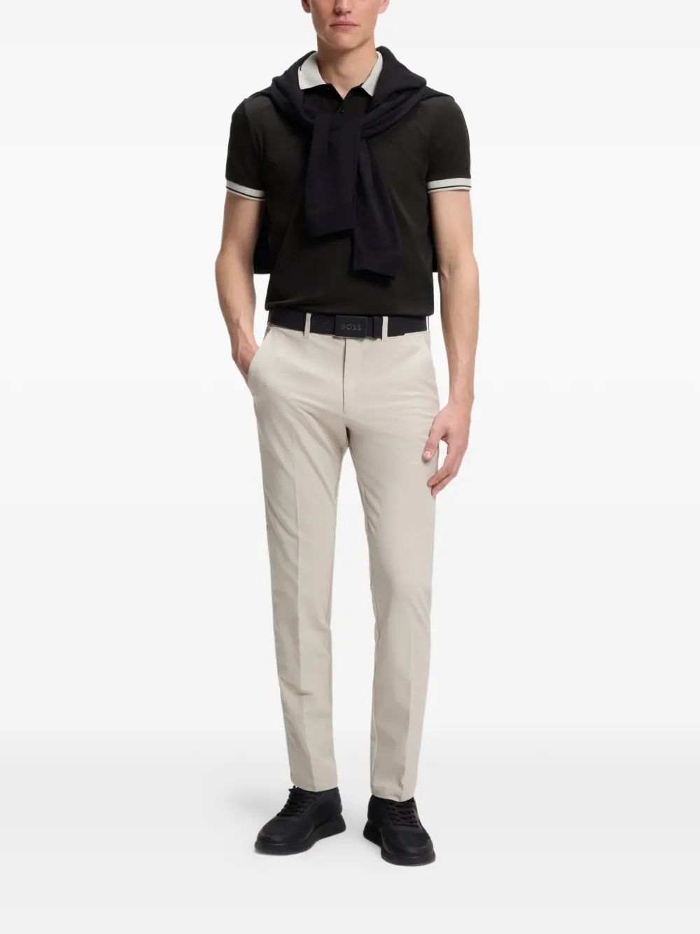BOSS Poloshirt met afwerking Zwart