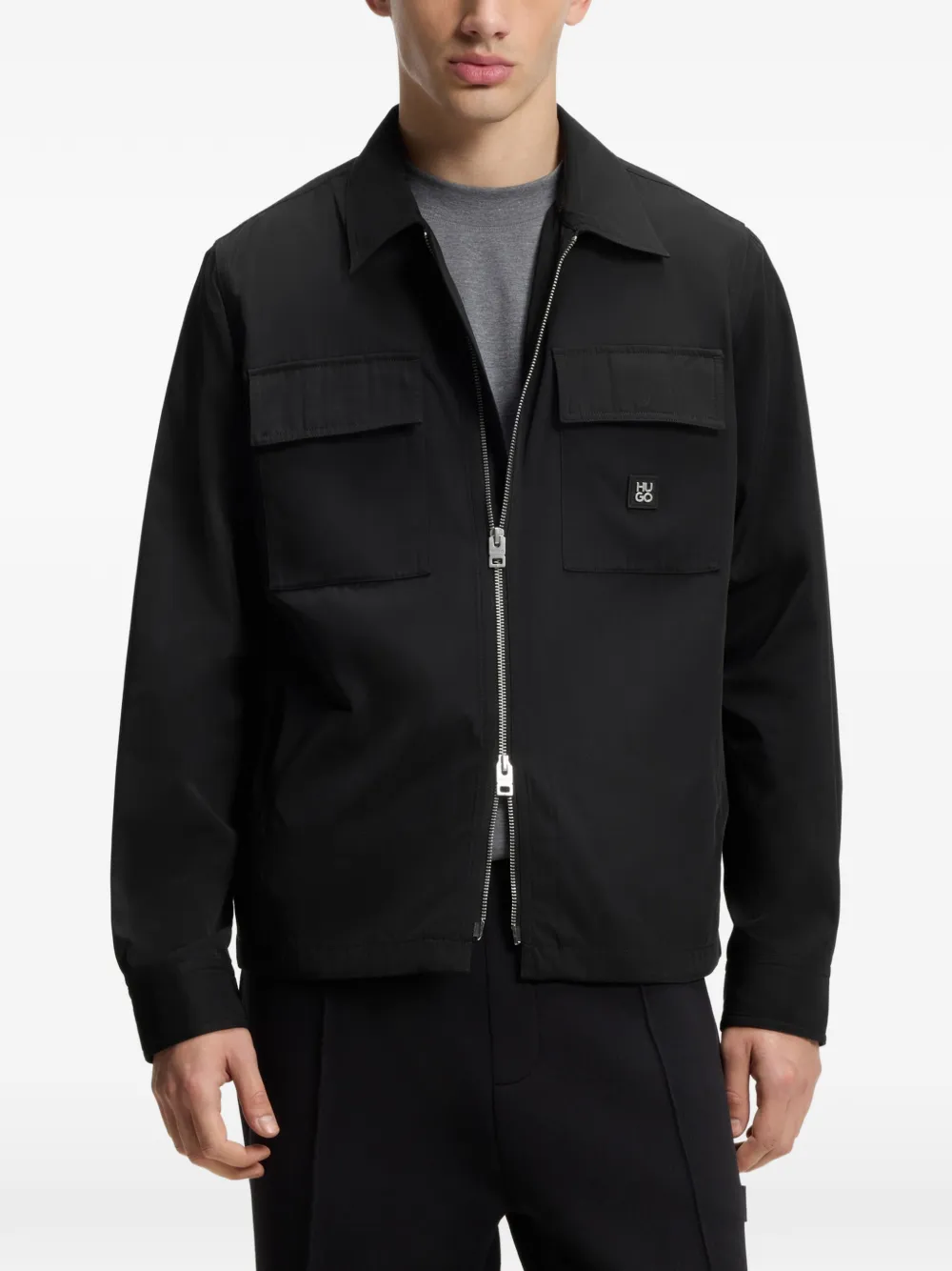HUGO Oversized jack met rits Zwart