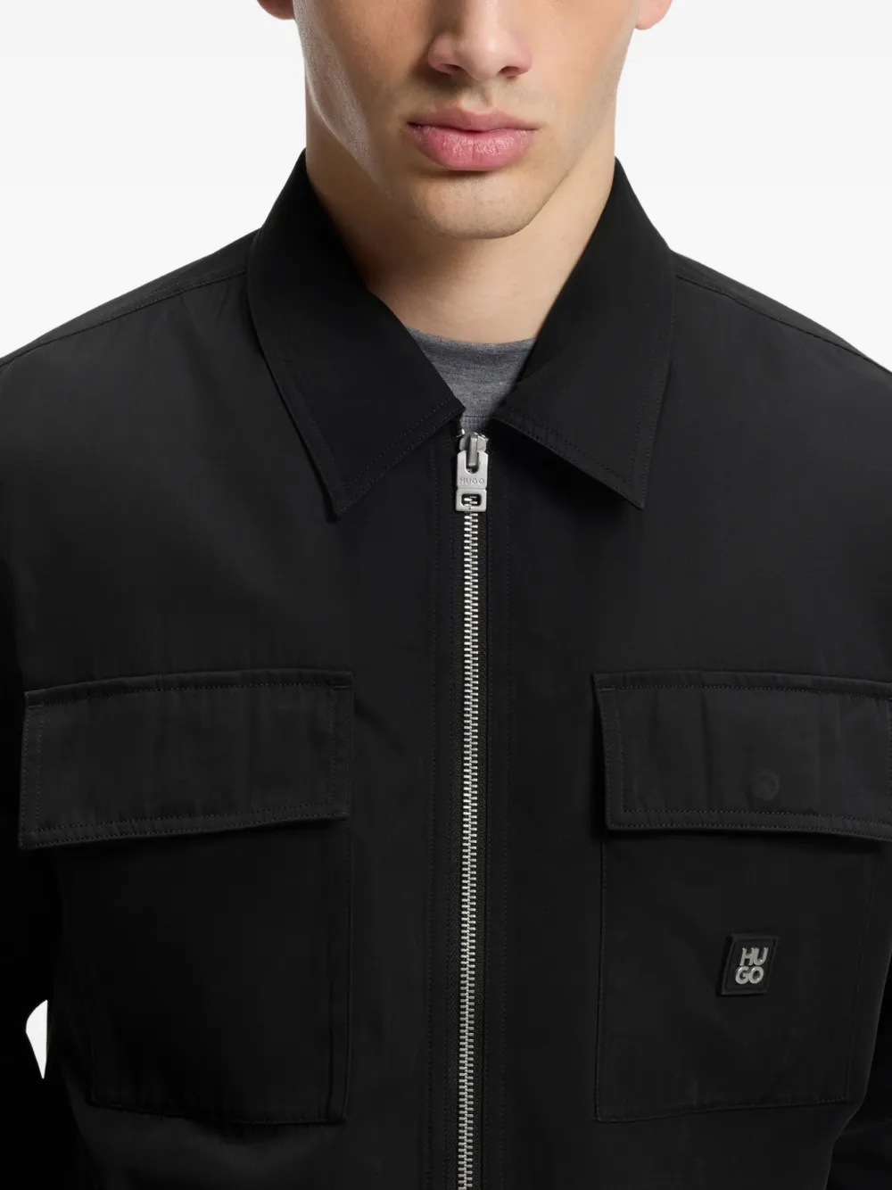 HUGO Oversized jack met rits Zwart