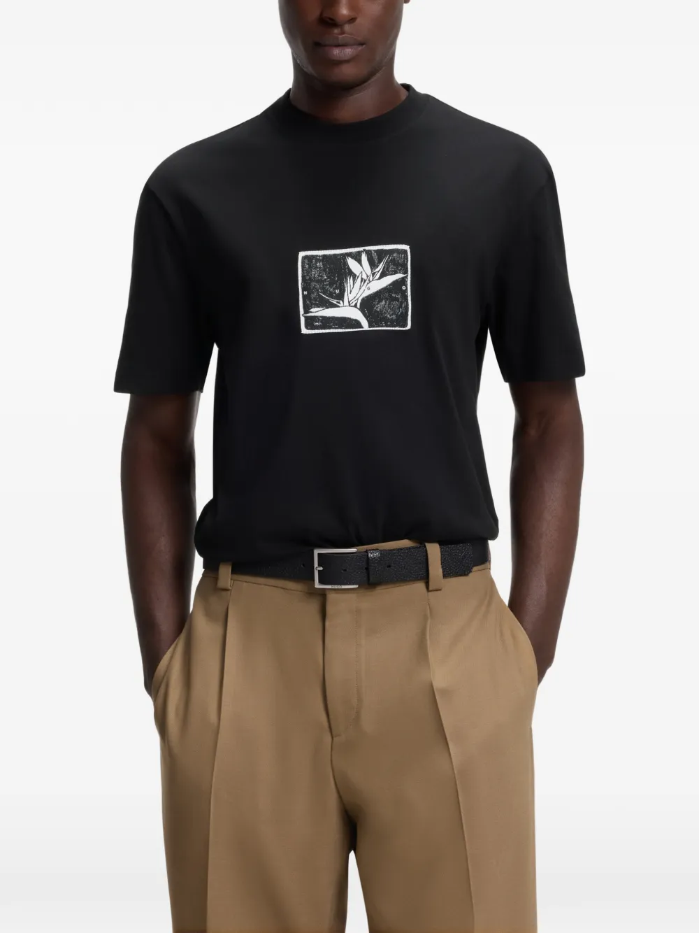 HUGO T-shirt met grafische print Zwart