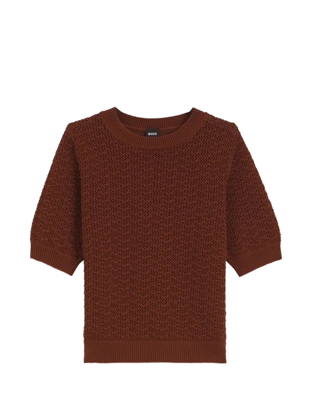 BOSS pointelle-knit short-sleeve sweater