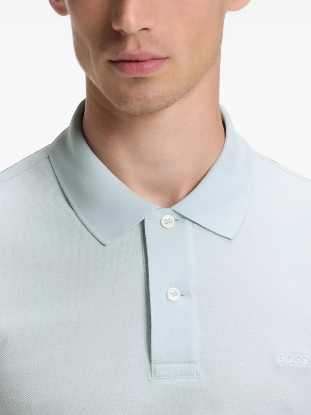 BOSS Palles piqué poloshirt met geborduurd logo Blauw
