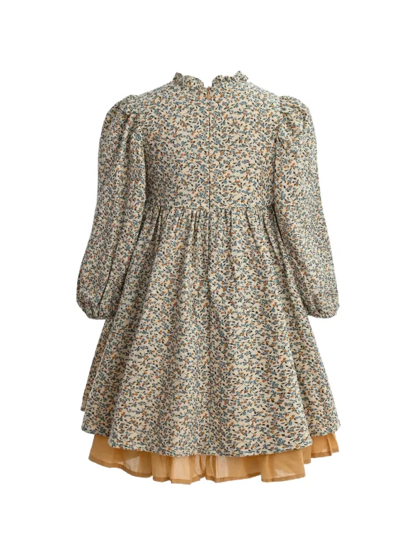 sweet casual dresses Women's Tiered Dresses Square Neck Puff Short Sleeve Midi Dress with Ruffle Sweet Casual Sundress for Daily Resort Wear Khaki S