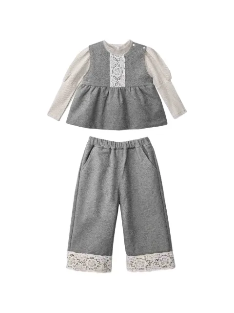 Sweet Cactus lace-trimmed trousers set (set of three)