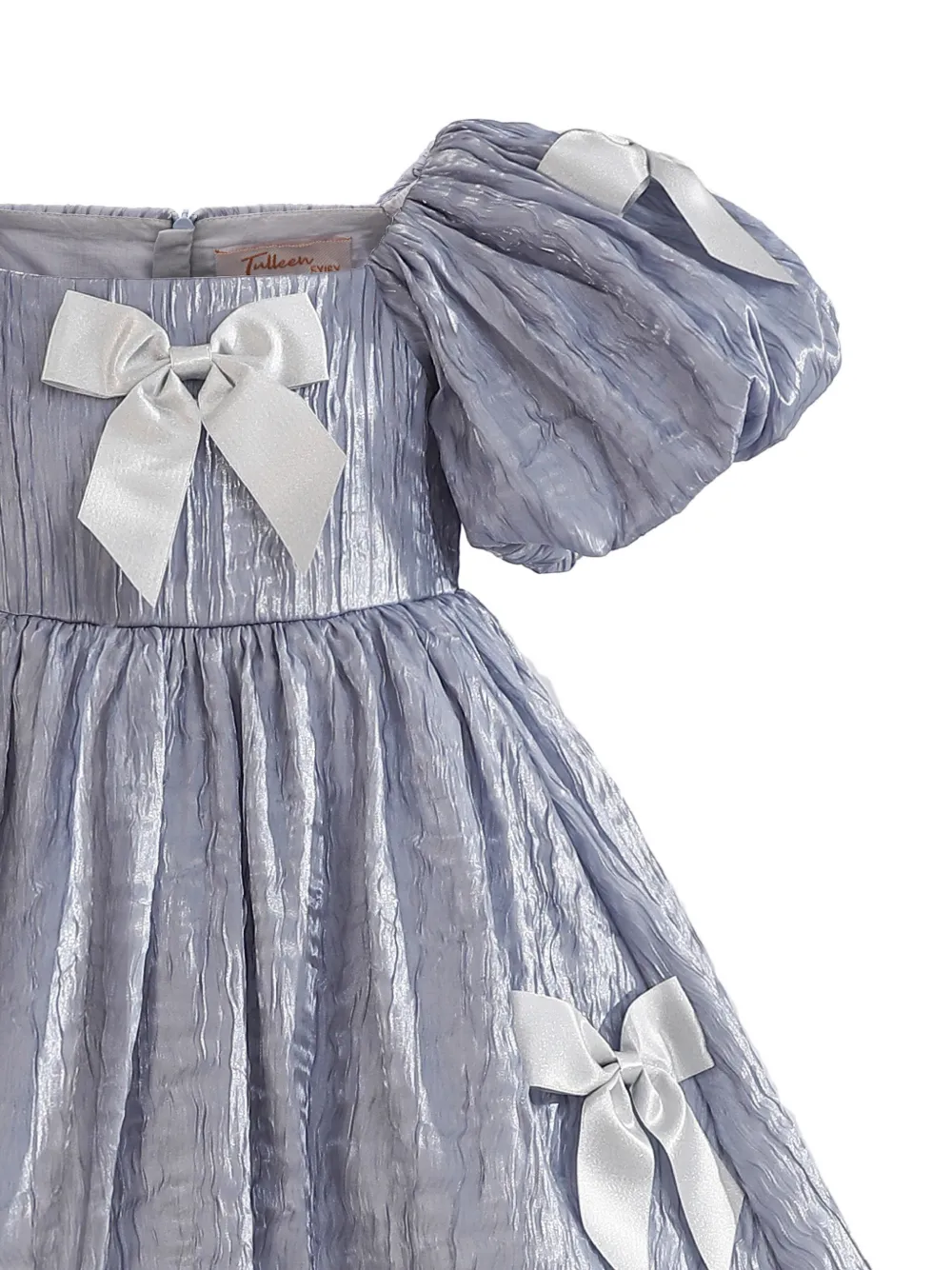 Tulleen Clarissa jurk verfraaid met strik en pofmouwen Blauw