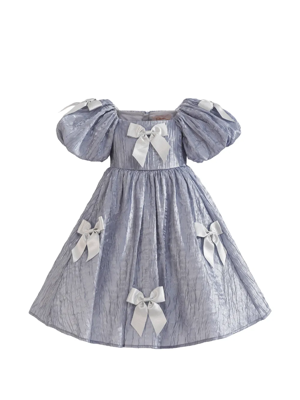 Tulleen Clarissa bow-embellished puff-sleeve dress - Blu