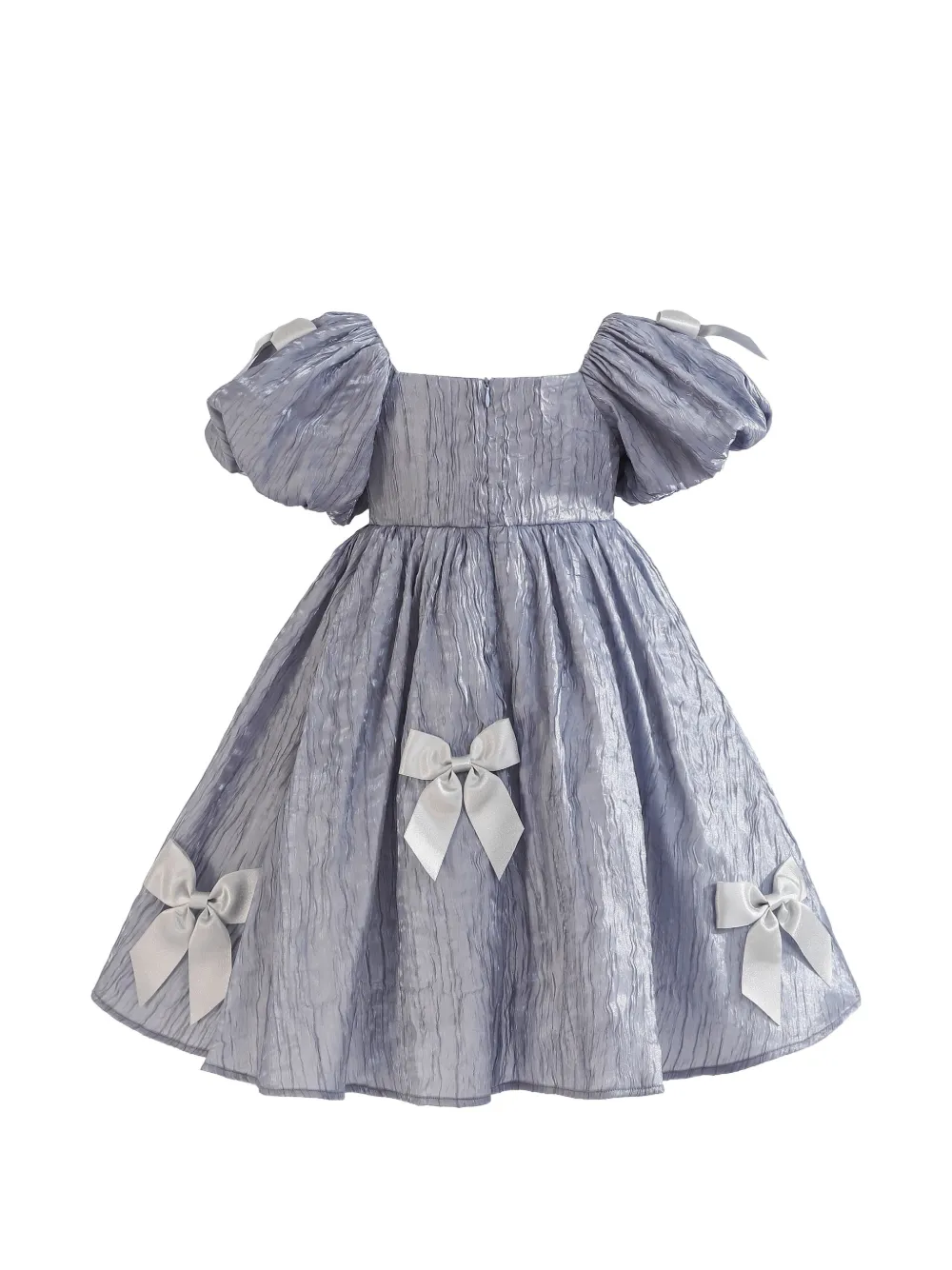 Tulleen Clarissa jurk verfraaid met strik en pofmouwen Blauw