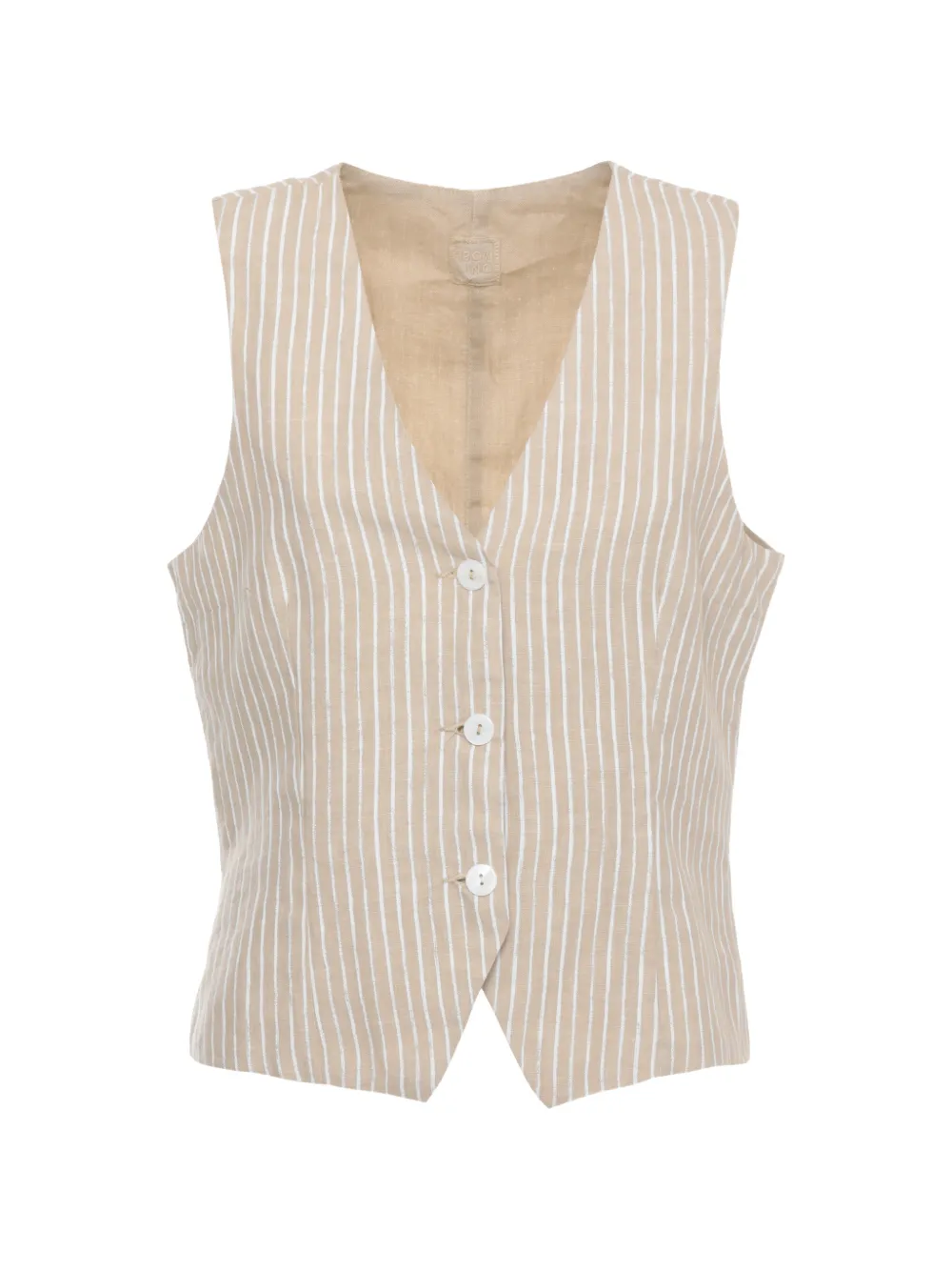 120% Lino vertical-stripe V-neck waistcoat - Toni neutri