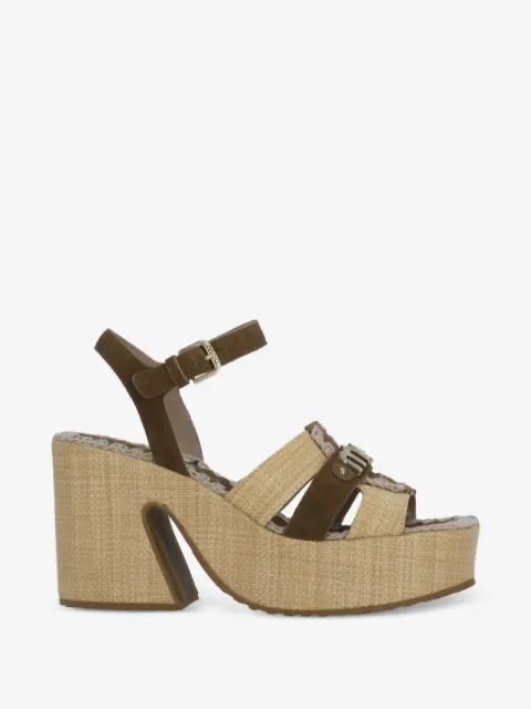 Mou logo-plaque crochet-trim sandals