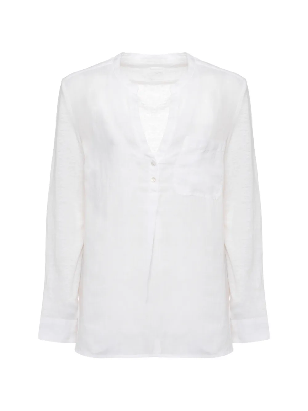 120% Lino chest-pocket long-sleeve blouse - Bianco
