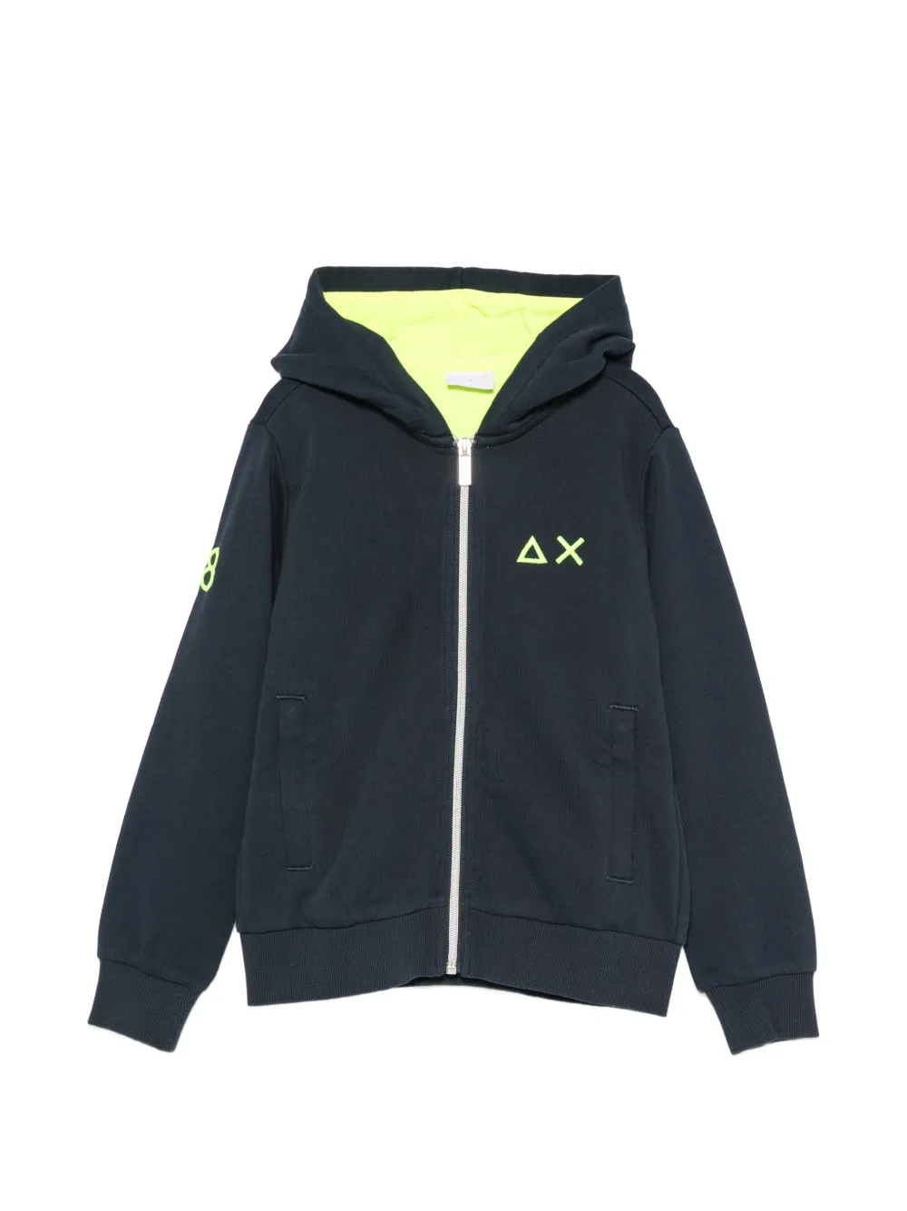 SUN68 KIDS logo-embroidered zip-up hoodie - Blu