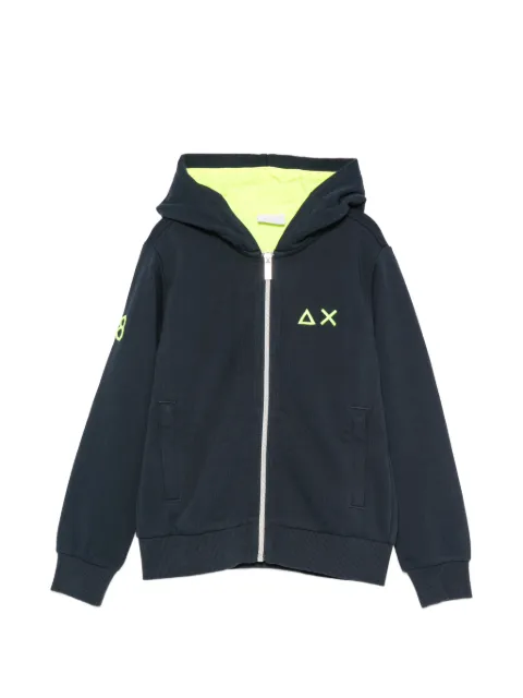 SUN68 KIDS logo-embroidered zip-up hoodie