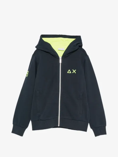 SUN68 KIDS logo-embroidered zip-up hoodie